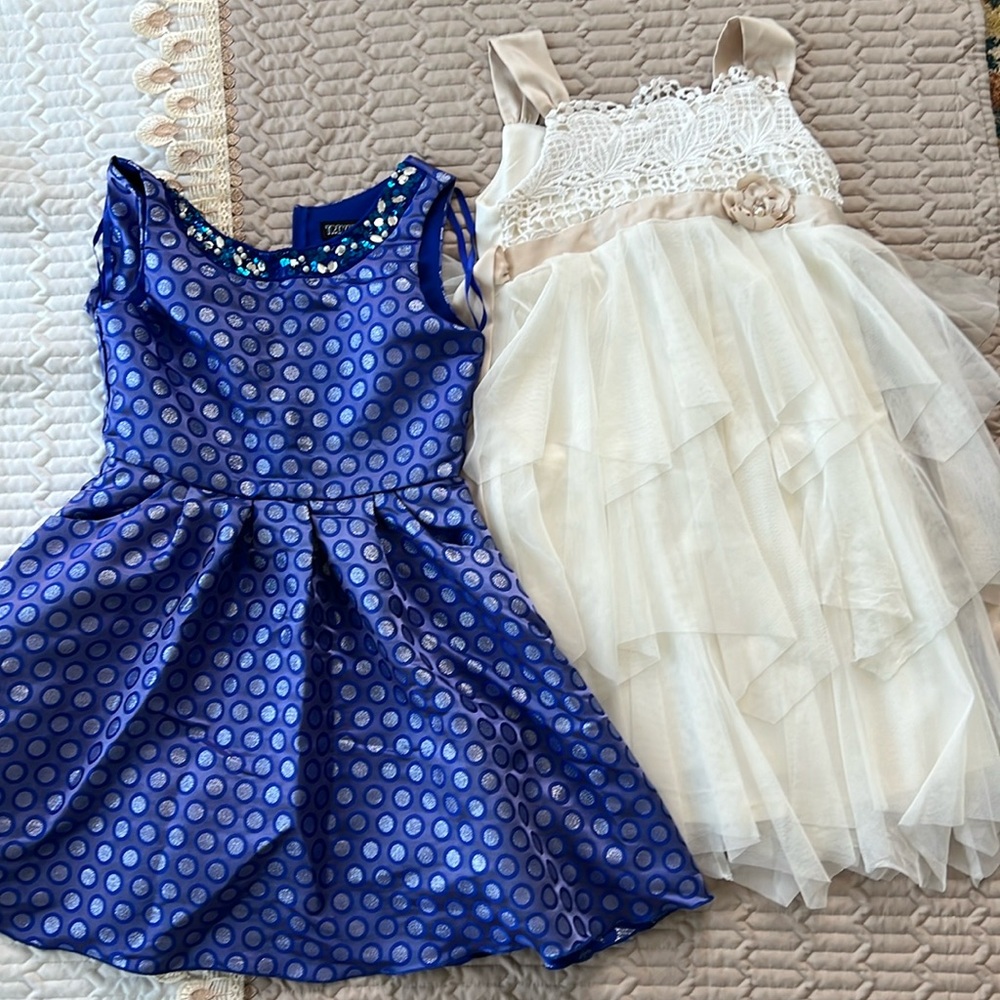 Blue and White Kids Formal Dresses
